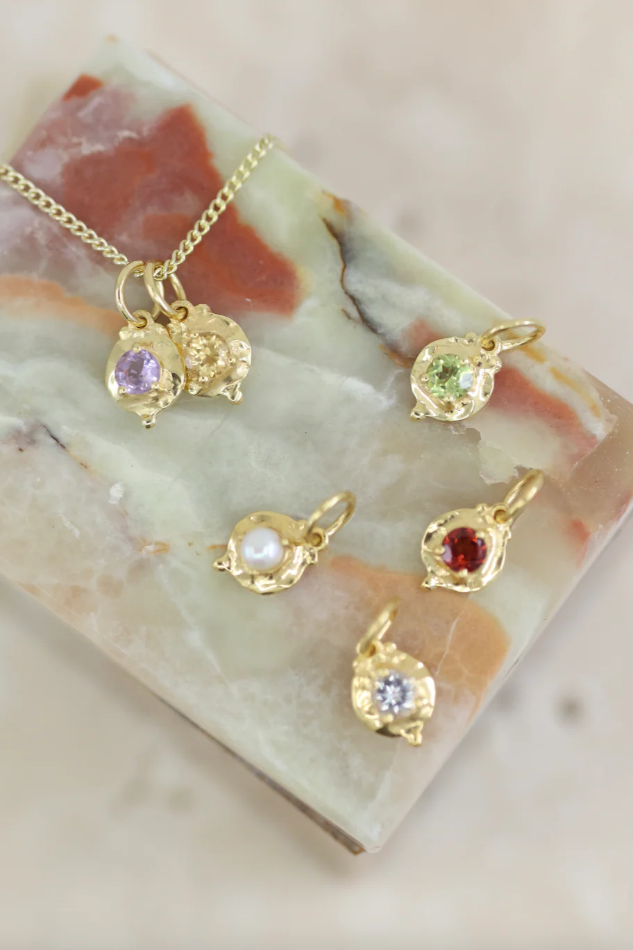 April Topaz Gold Birthstone Necklace Charm - Image 3