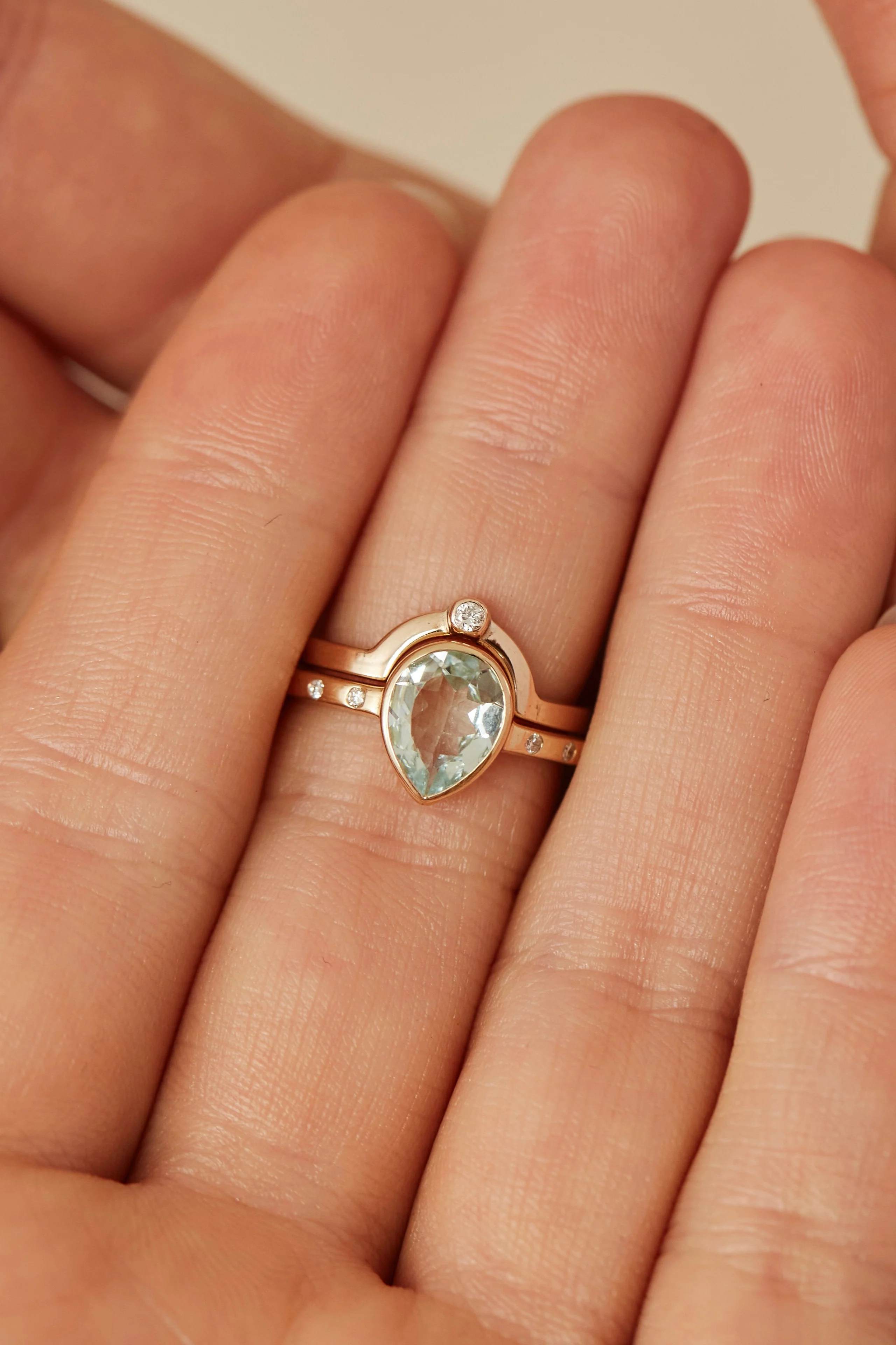 Yellow Gold Diamond Crescent Ring - Image 6