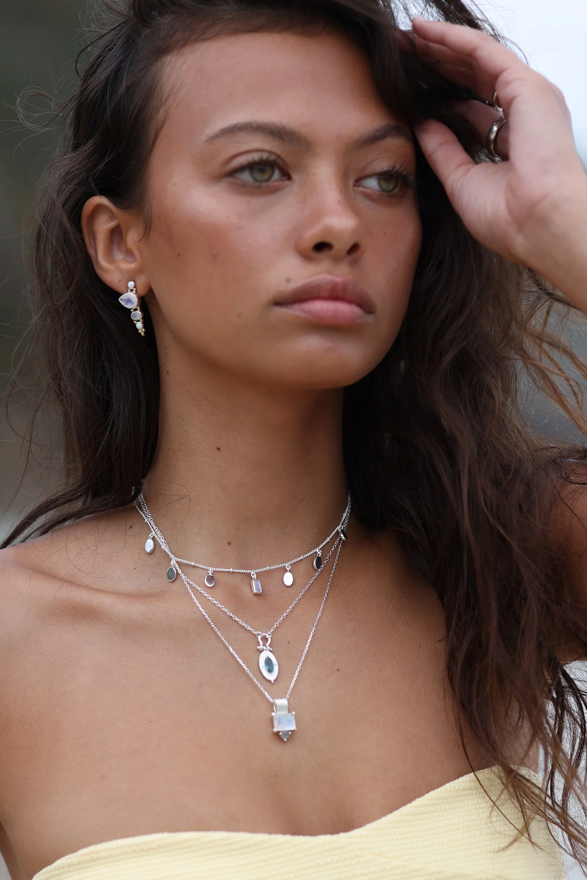 Petal Moonstone Silver Necklace - Image 3