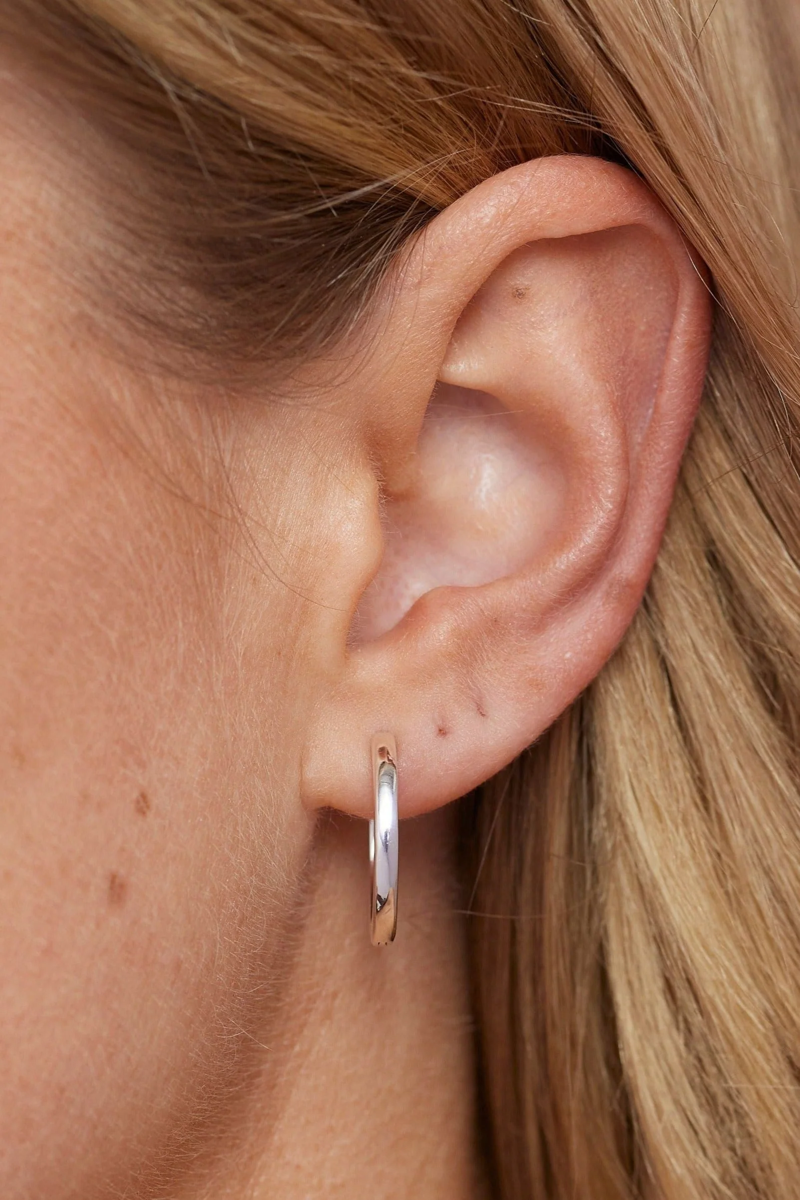 Polished Silver Huggies - Large - Image 3