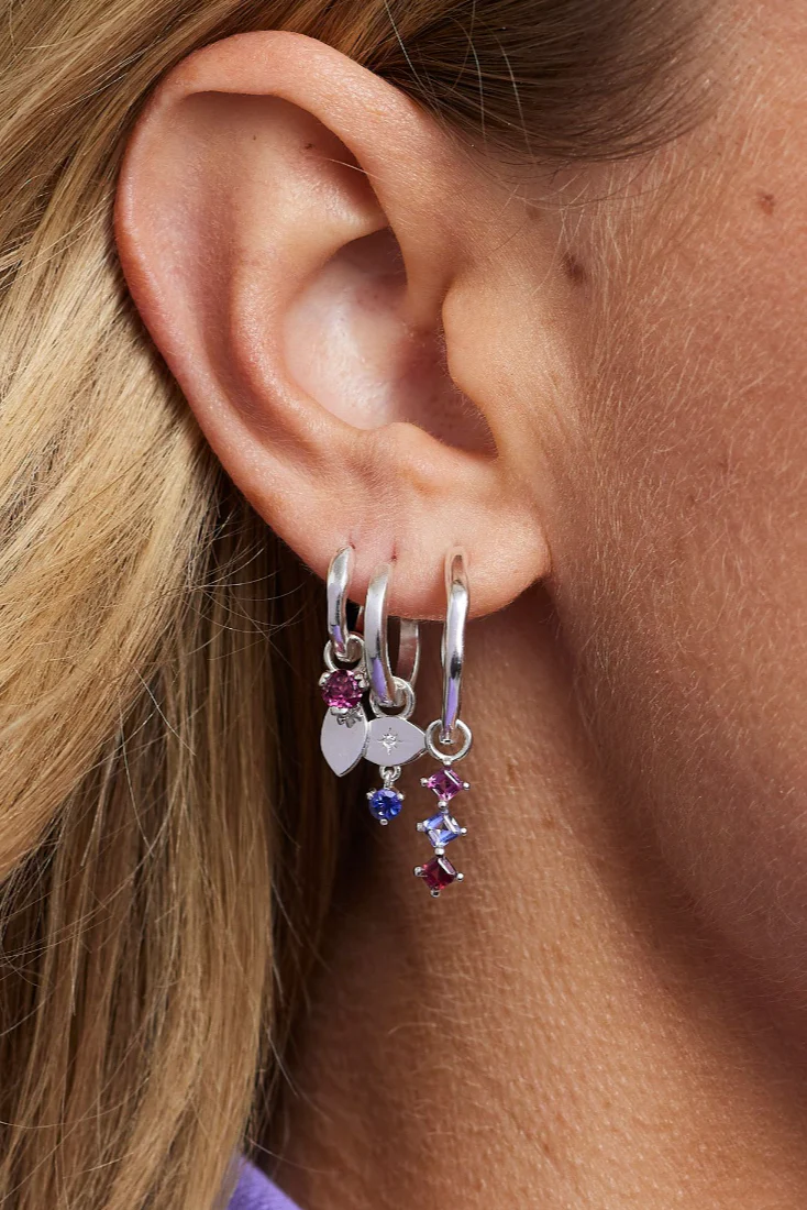 Polished Silver Huggies - Medium - Image 3