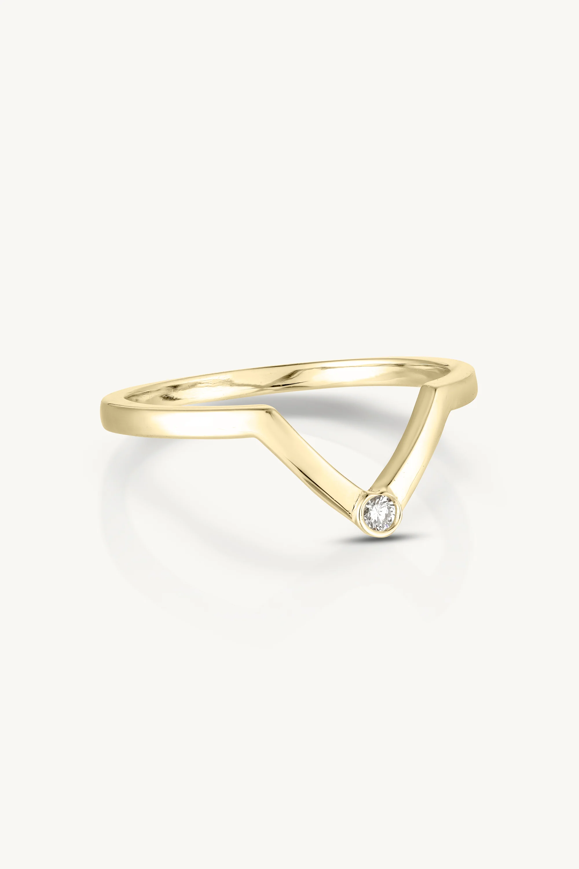 White Diamond Yellow Gold Chevron Band - Image 3